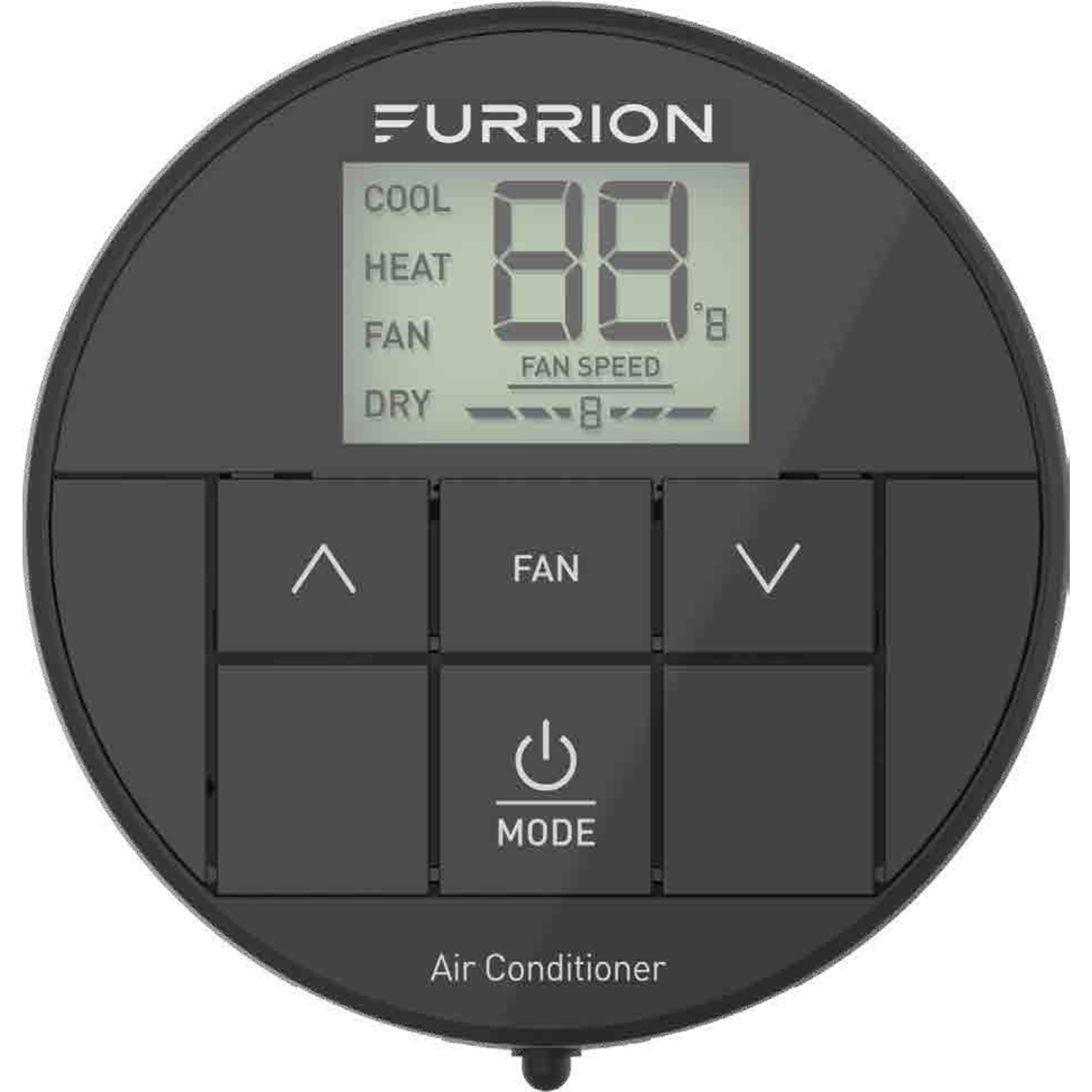 Furrion Chill® Standard Single-Zone Backlit LED RV Wall Thermostat - 2 Fan Speeds, Black (R410A Refrigerant Compatible) #FACW10ESSA-BL