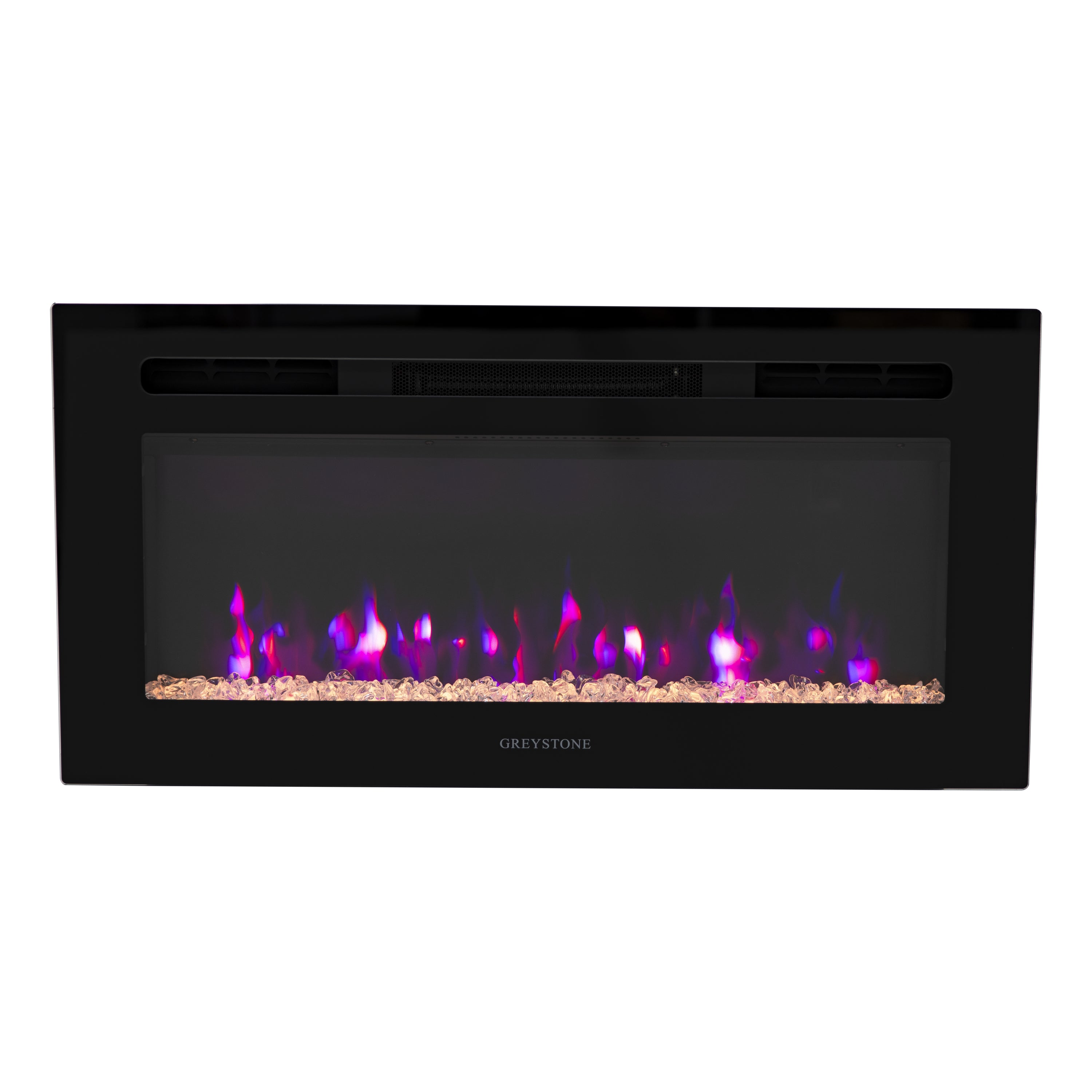 Greystone Black Fireplace with Crystal Log Set