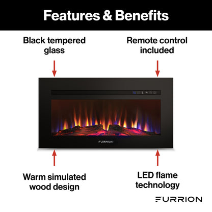 Furrion Built-In Electric RV Fireplace - Wood Platform