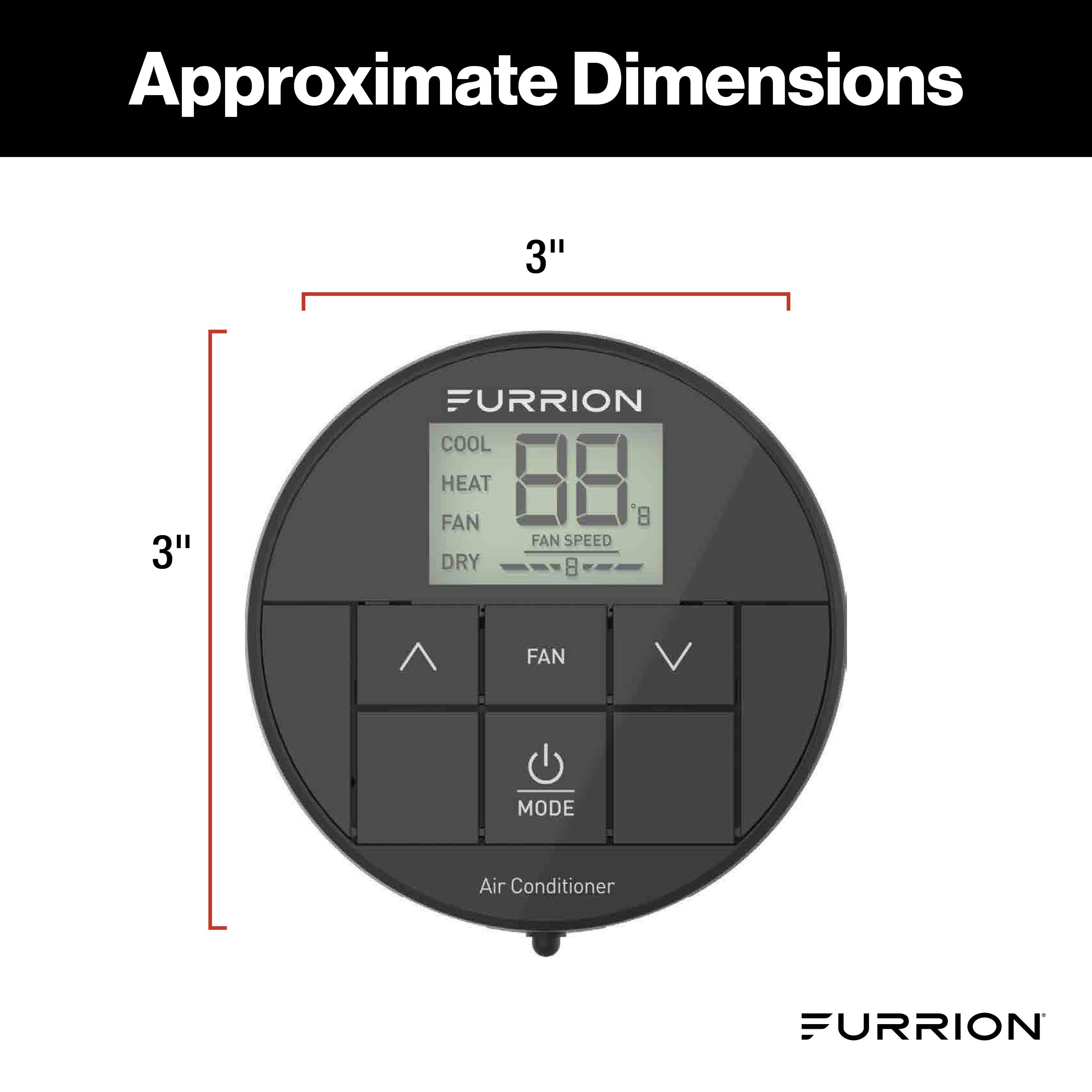 Furrion Chill® Single-Zone Basic Backlit LED Wall Thermostat - Black, 2 Fan Speeds (R32) #FACW10ESSA2-BL-AM