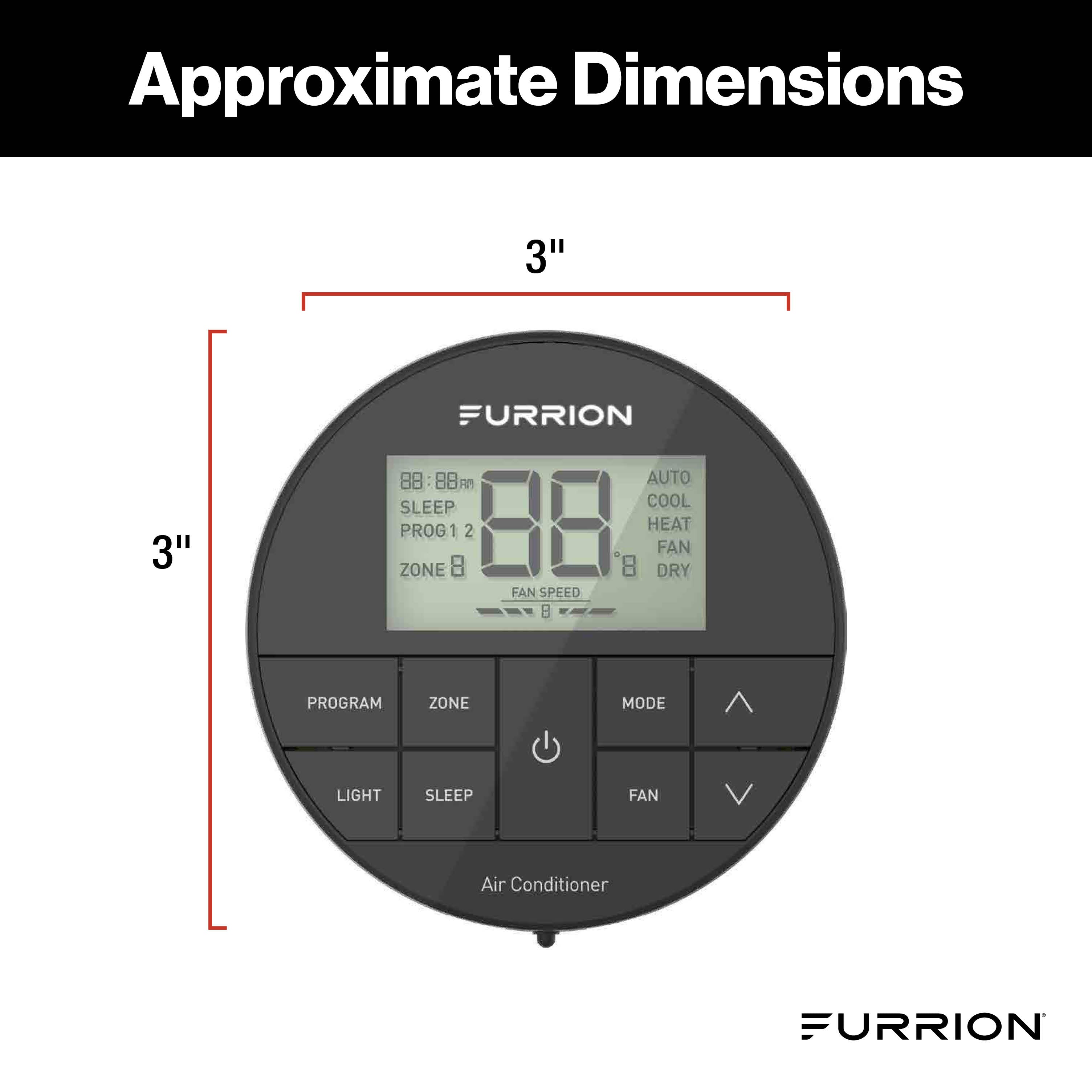 Furrion Chill® Multi-Zone Wall Thermostat - Black, 3 Fan Speeds (R32) #FACW12ESZA2-BL-AM