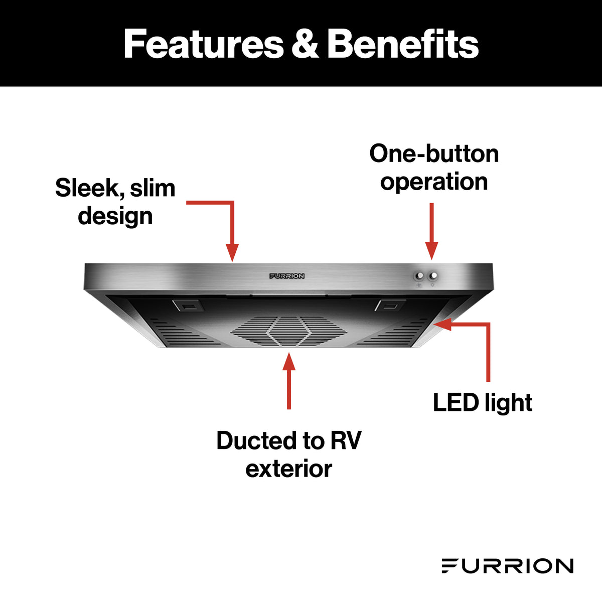 Shop Furrion 12V Ductless RV Range Hood with Charcoal Filter
