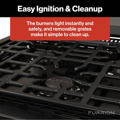 Furrion 3-Burner Gas RV Range with Flame Sense (FFD) - 21", Glass Cover 21-3-BURNER-ALL-GLASS-RANGE-FFD