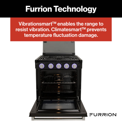 Furrion 3-Burner Gas RV Range with Flame Sense (FFD) - 21", Glass Cover 21-3-BURNER-ALL-GLASS-RANGE-FFD