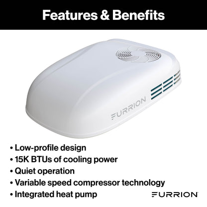 Furrion Chill® Cube 15K Low-Profile Variable Speed RV Rooftop Air Conditioner with Heat Pump LOW-PROFILE-R32-AC-HEAT-PUMP-VARIABLE-SPEED