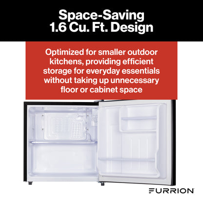 Furrion RV Refrigerator - 110V, 1.6 cu. ft., Black Glass Finish 1-6-CUFT-110V-REFRIGERATOR-NO-FREEZER