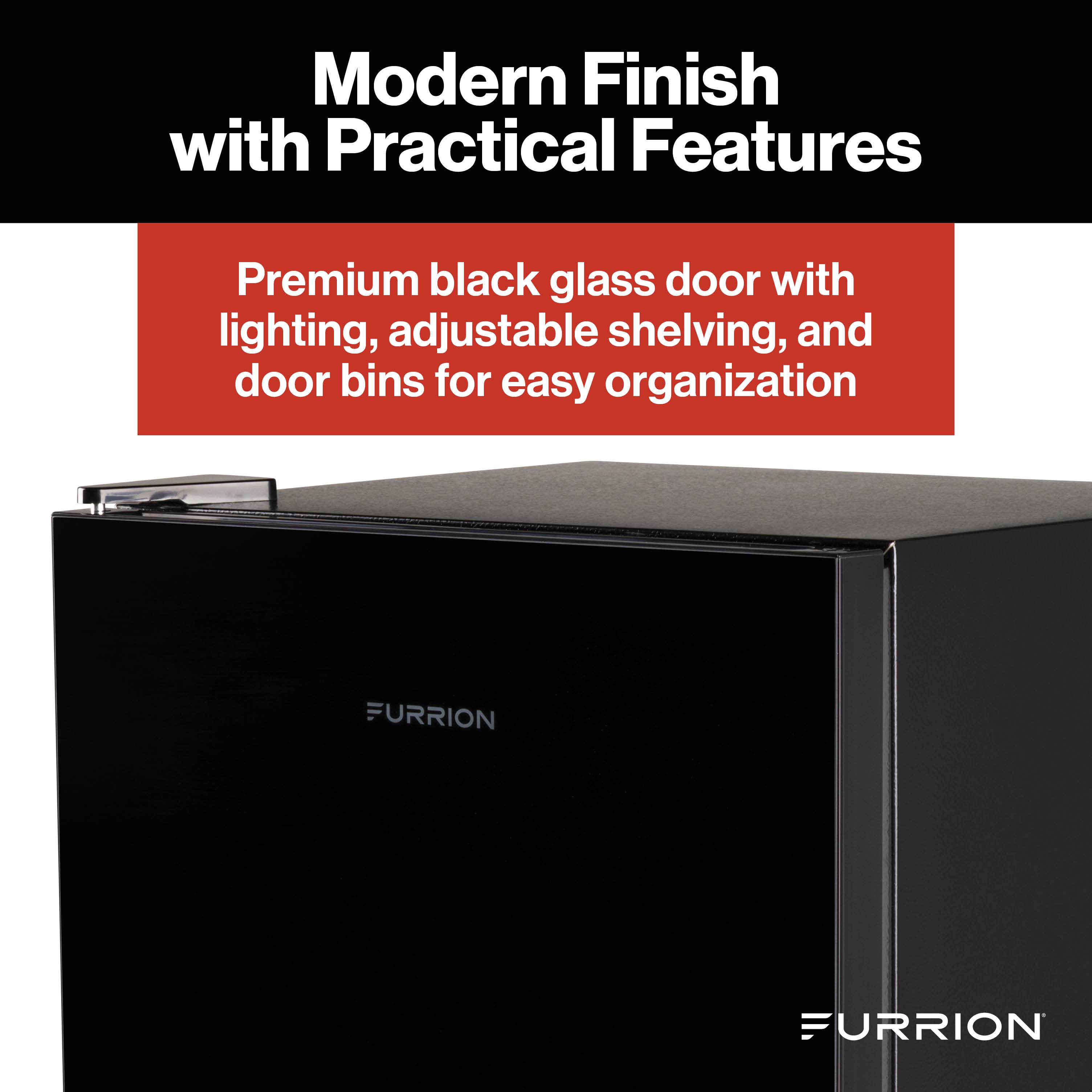 Furrion RV Refrigerator - 110V, 3.2 cu. ft., Black Glass Finish 3-2-CF-110V-REFRIGERATOR