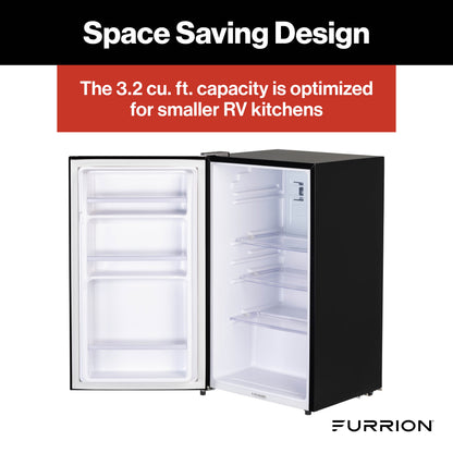 Furrion RV Refrigerator - 110V, 3.2 cu. ft., Black Glass Finish 3-2-CF-110V-REFRIGERATOR