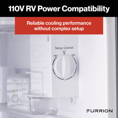 Furrion RV Refrigerator - 110V, 3.2 cu. ft., Black Glass Finish 3-2-CF-110V-REFRIGERATOR