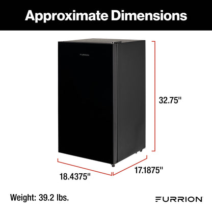 Furrion RV Refrigerator - 110V, 3.2 cu. ft., Black Glass Finish 3-2-CF-110V-REFRIGERATOR