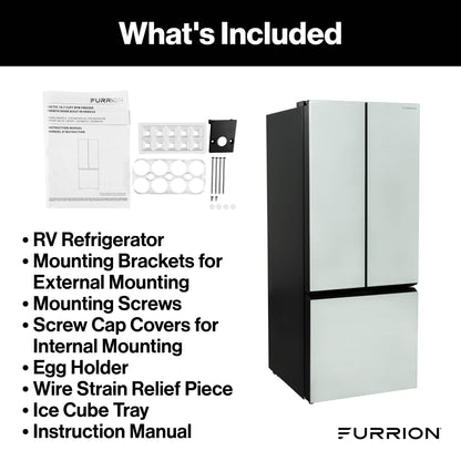 Furrion RV Refrigerator - 12V, 10.7 cu. ft., French Doors, Bottom Drawer Freezer FRENCH-DOOR-10-7-CF-12V-REFRIGERATOR