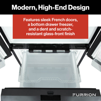 Furrion RV Refrigerator - 12V, 10.7 cu. ft., French Doors, Bottom Drawer Freezer FRENCH-DOOR-10-7-CF-12V-REFRIGERATOR