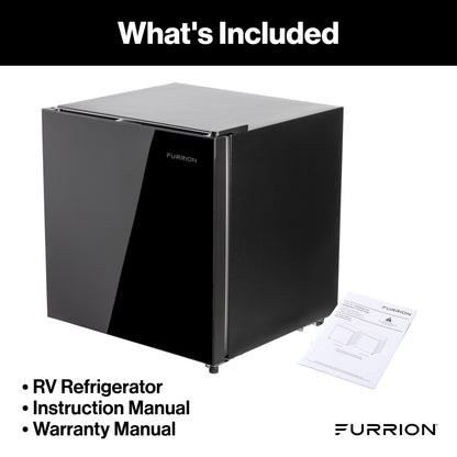Furrion RV Refrigerator - 12V, 1.6 cu. ft., Black Glass Finish 1-6-CUFT-12V-REFRIGERATOR-NO-FREEZER