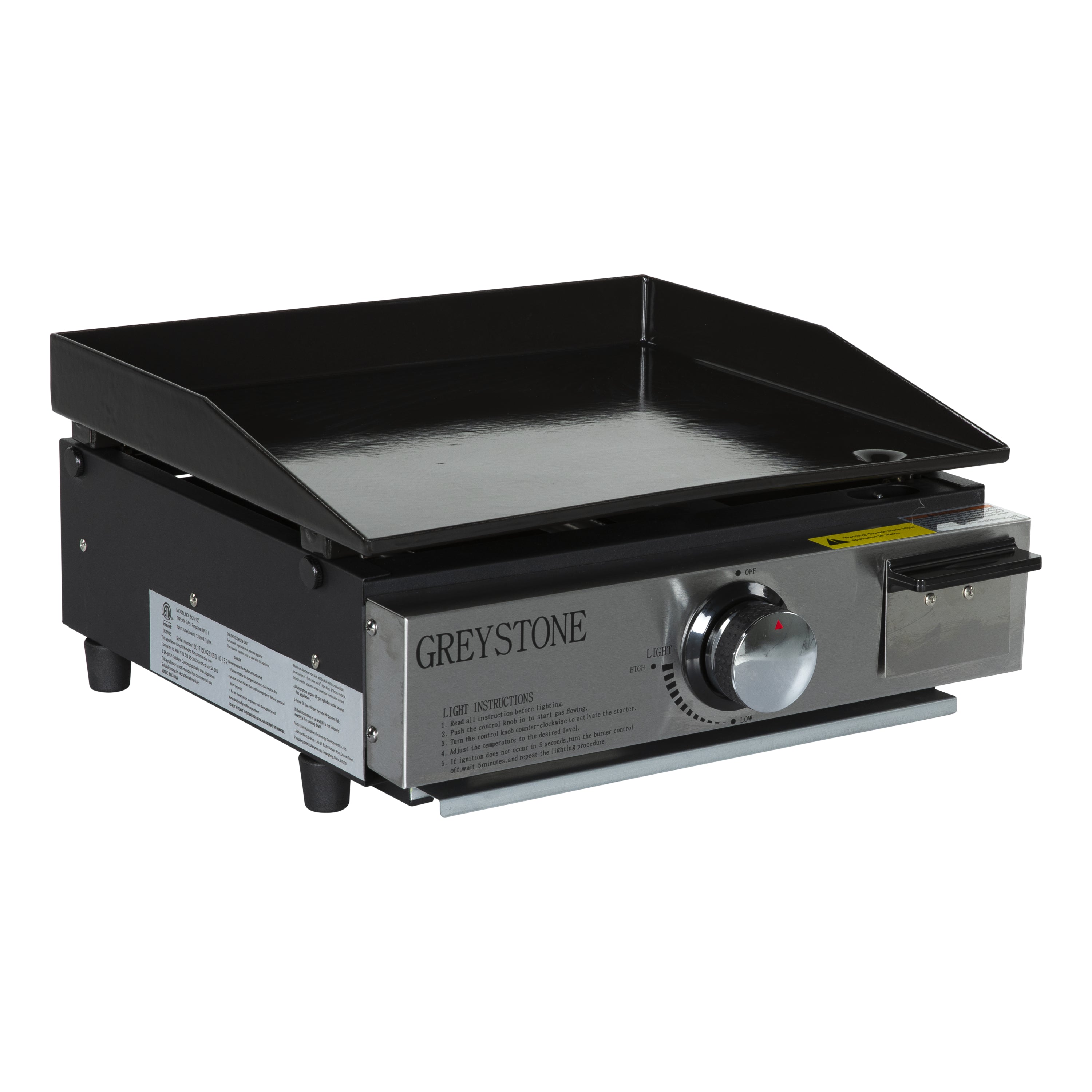Greystone 17" Griddle/Grill Combo with Enamel Steel Cooking Plate & Grill Grate - 15,000 BTU LP Gas #BC1715D