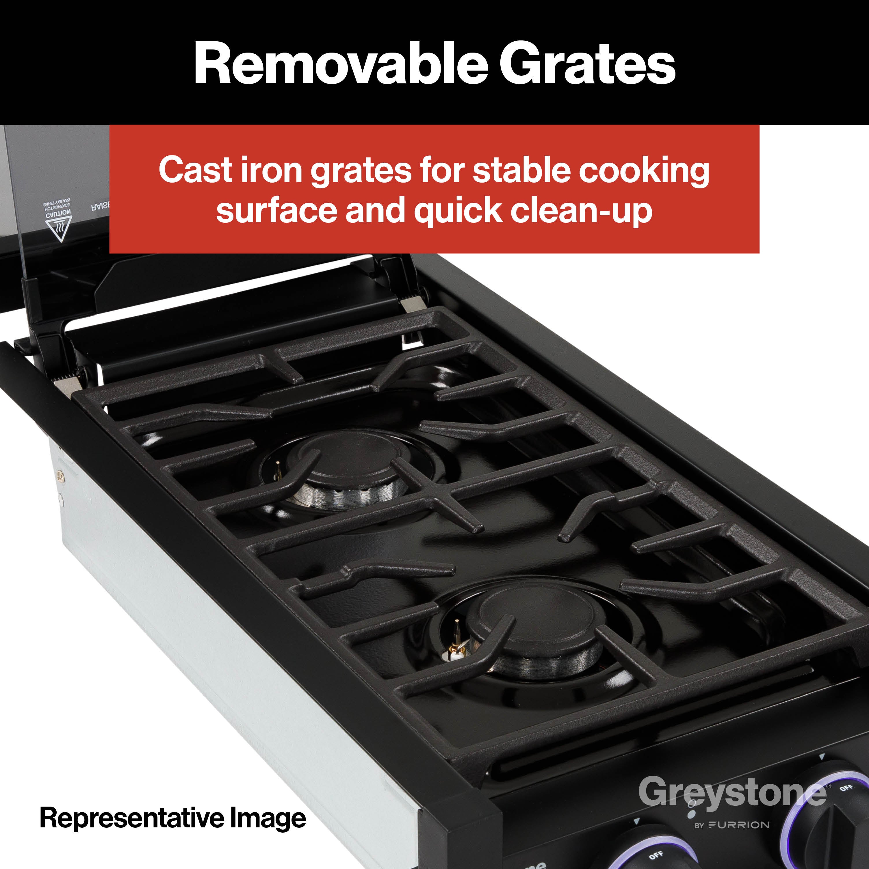 Greystone® by Furrion 2-Burner Gas RV Cooktop with Flame Sense (FFD) - 12", Glass Cover #GGH12D2MA1B-BL  2023045680