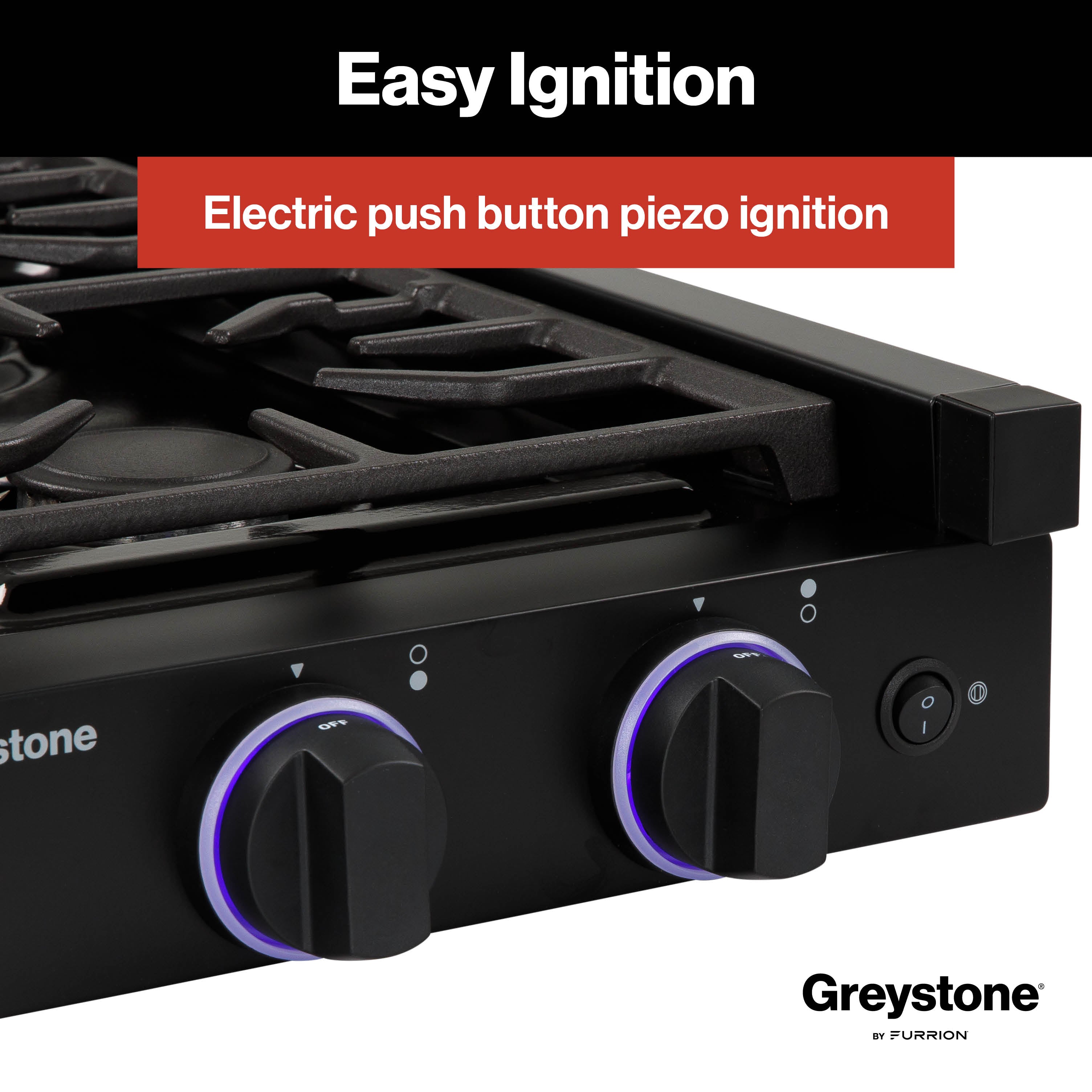 Greystone® by Furrion 2-Burner Gas RV Cooktop with Flame Sense (FFD) - 12", Glass Cover #GGH12D2MA1B-BL  2023045680