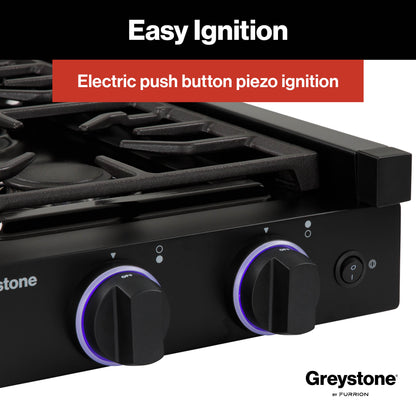 Greystone® by Furrion 2-Burner Gas RV Cooktop with Flame Sense (FFD) - 12", Glass Cover #GGH12D2MA1B-BL  2023045680