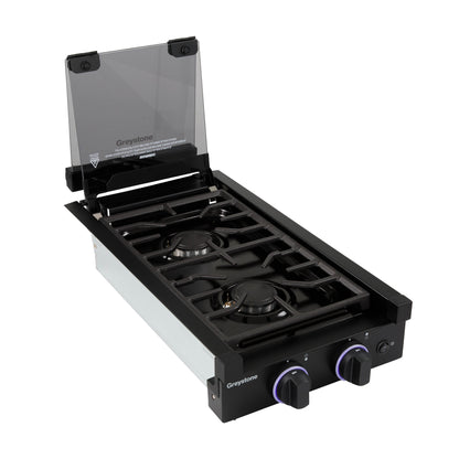 Greystone® by Furrion 2-Burner Gas RV Cooktop with Flame Sense (FFD) - 12", Glass Cover #GGH12D2MA1B-BL  2023045680