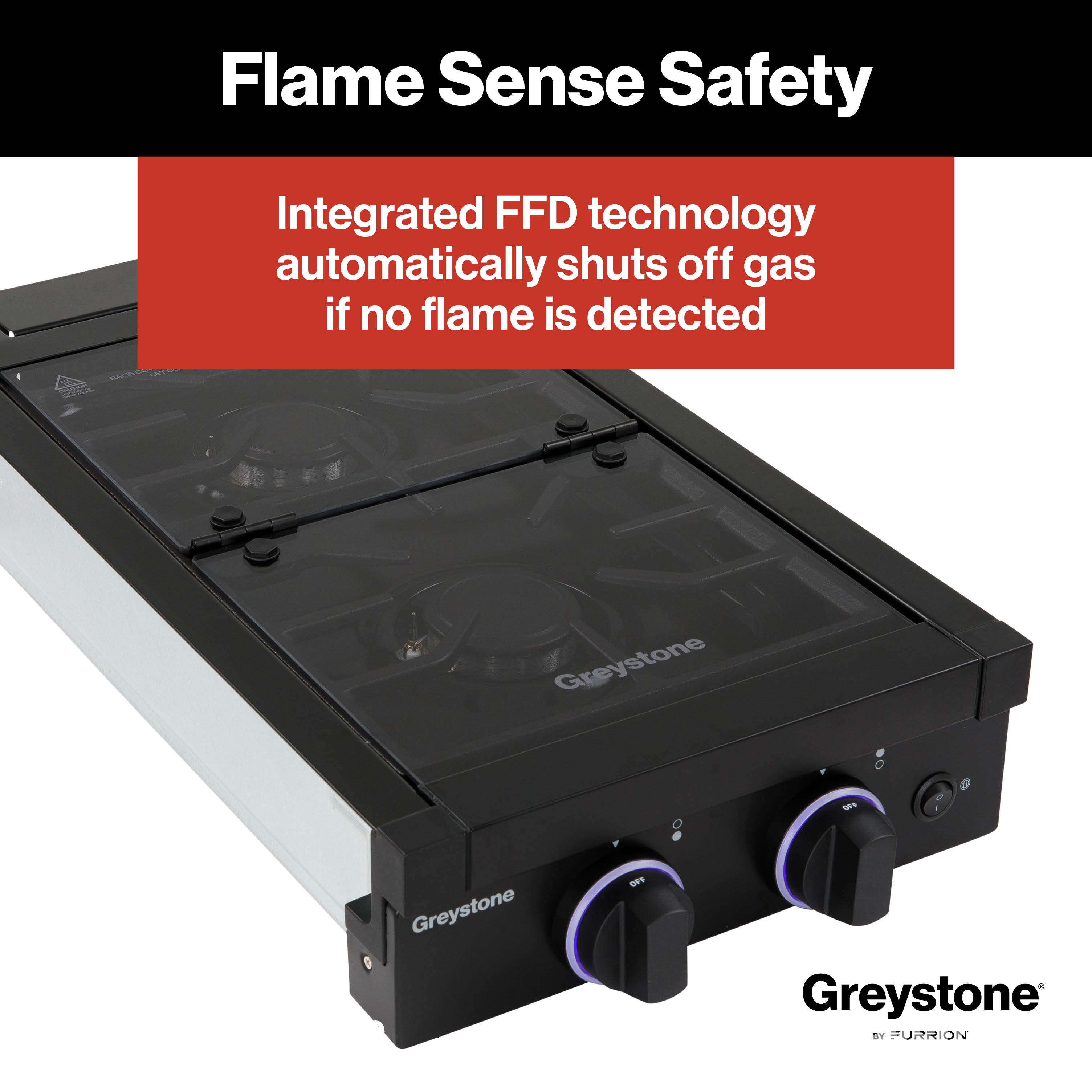 Greystone® by Furrion 2-Burner Gas RV Cooktop with Flame Sense (FFD) - 12", Glass Cover #GGH12D2MA1B-BL  2023045680