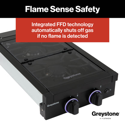Greystone® by Furrion 2-Burner Gas RV Cooktop with Flame Sense (FFD) - 12", Glass Cover #GGH12D2MA1B-BL  2023045680