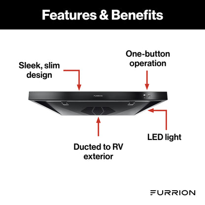 Furrion 12V Ducted RV Range Hood with Charcoal Filter - 24"