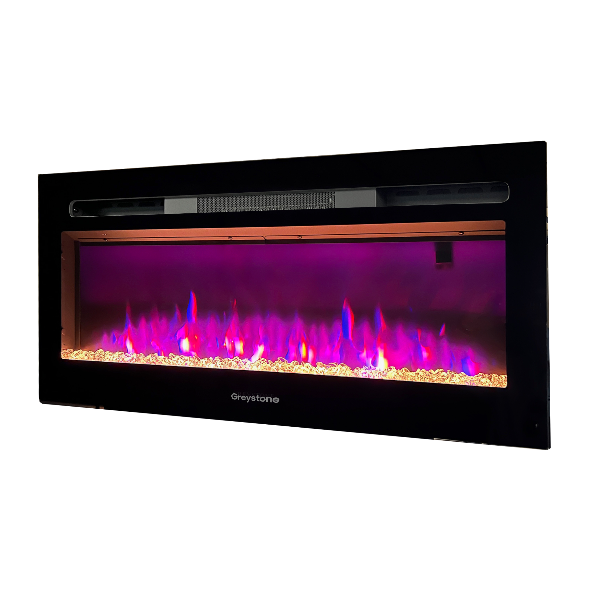 Greystone Black Fireplace with Crystal Log Set