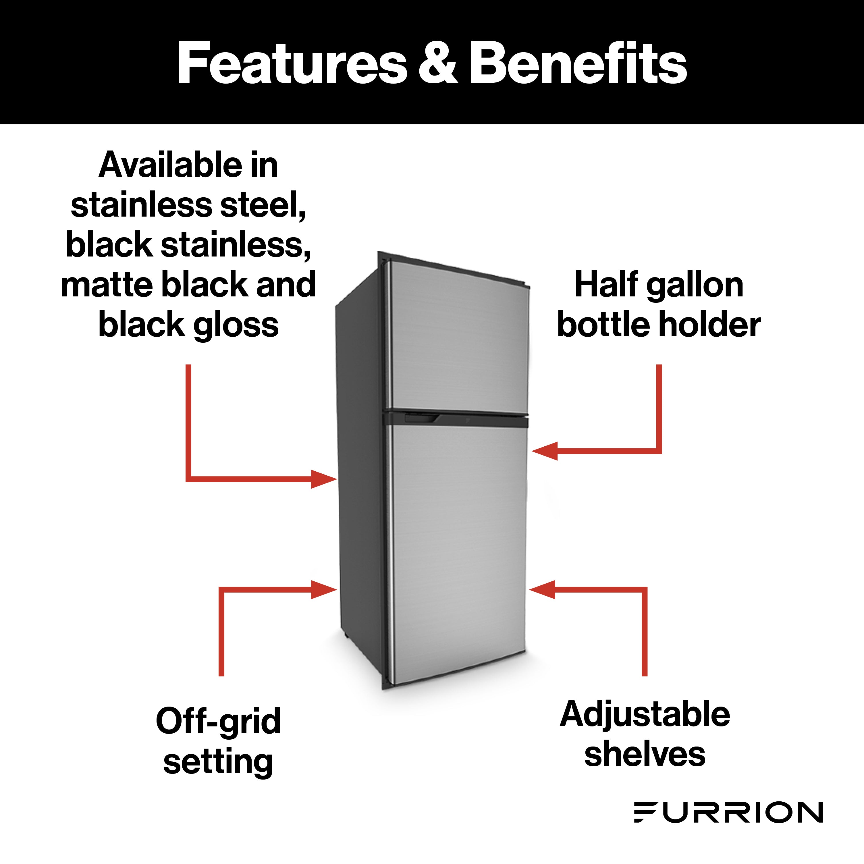 Furrion Arctic® 12V RV Refrigerator - 10 cu. Ft, Framed Black