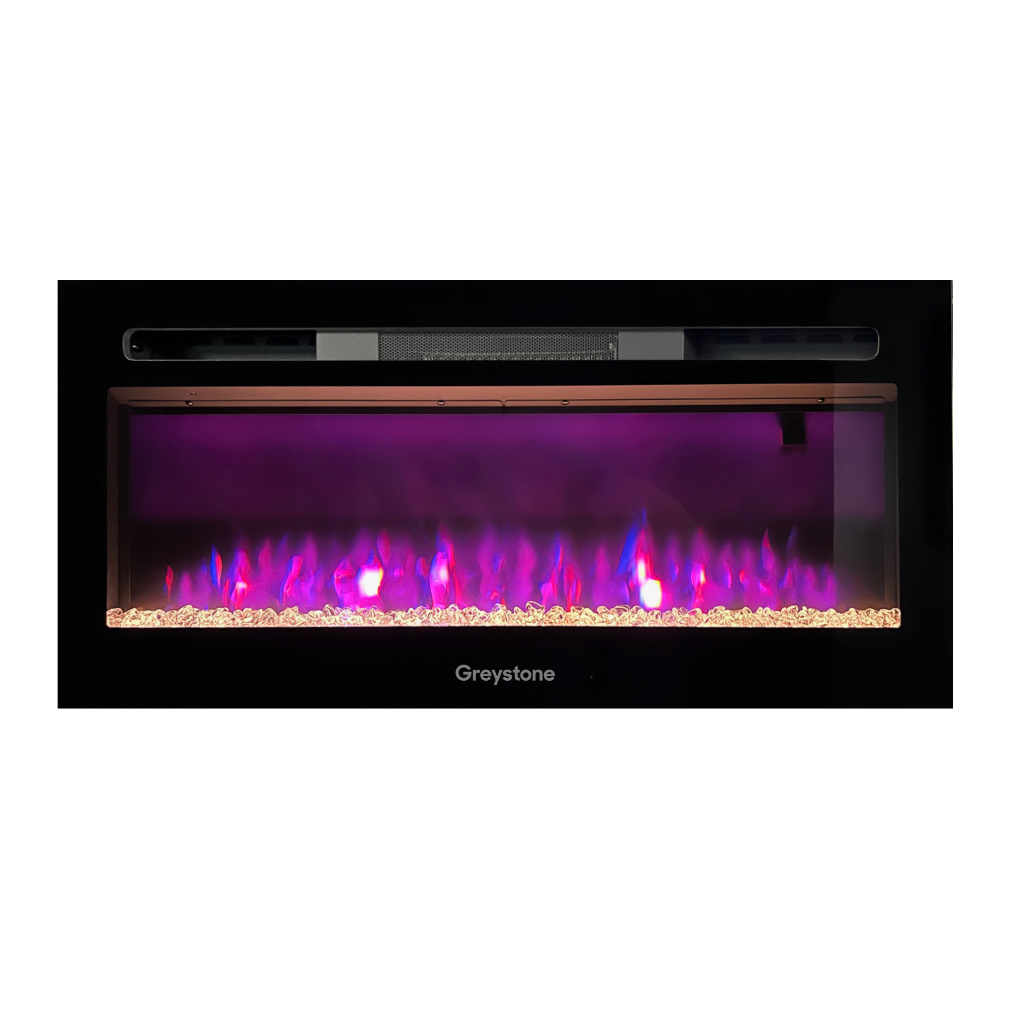 Greystone Black Fireplace with Crystal Log Set