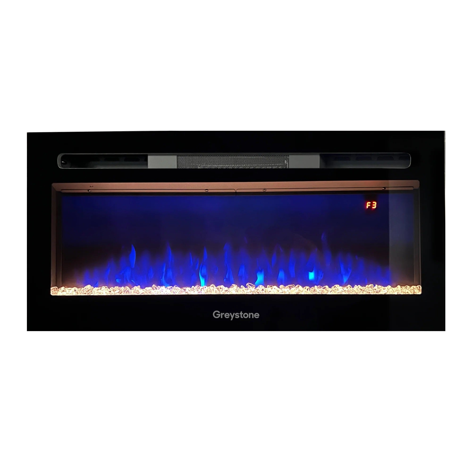 Greystone Black Fireplace with Crystal Log Set