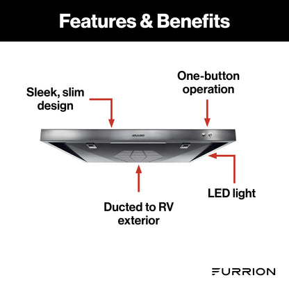 Furrion 12V Ducted RV Range Hood with Charcoal Filter - 24"