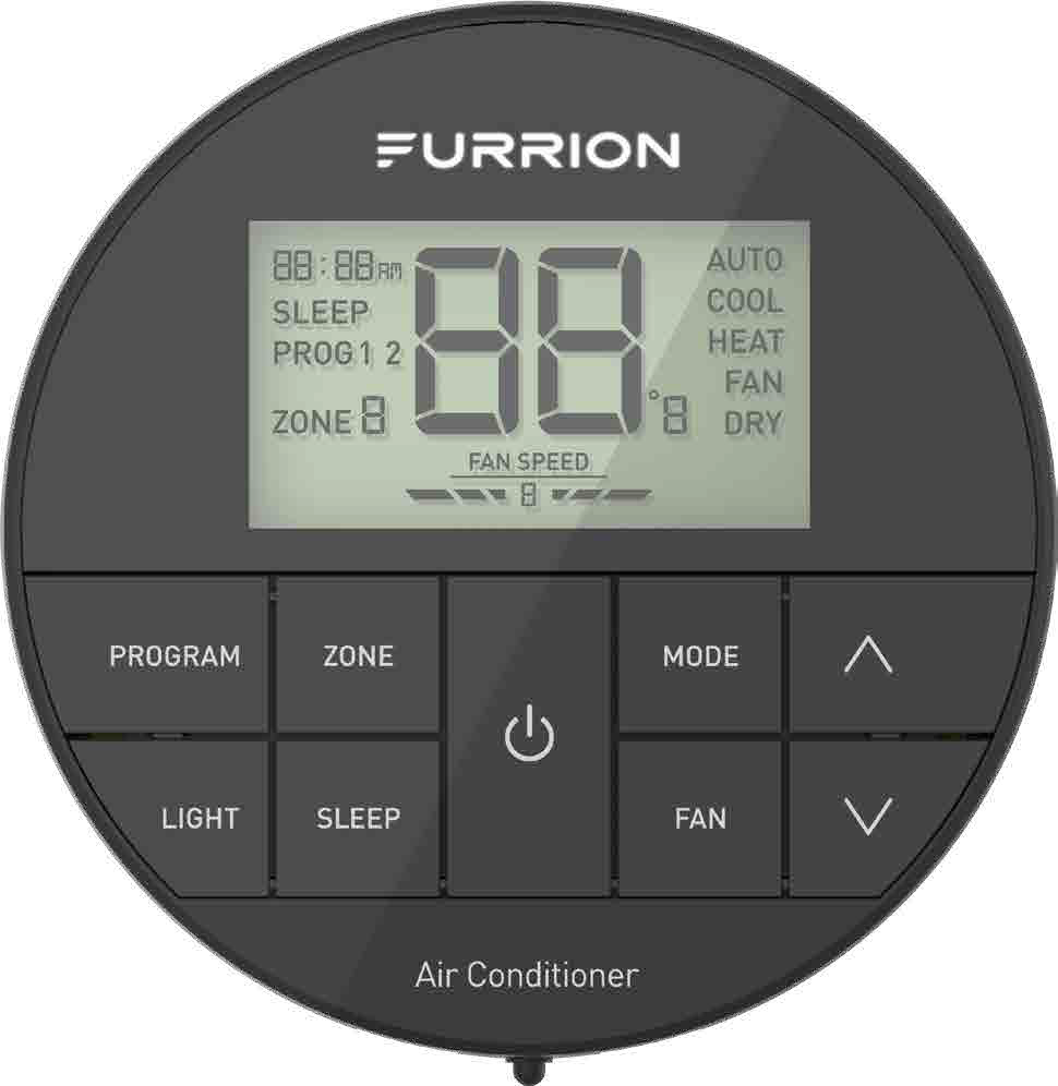 Furrion Chill® Multi-Zone RV Wall Thermostat - 3 Fan Speeds, Black (R410A Refrigerant Compatible) #FACW12ESZA-BL