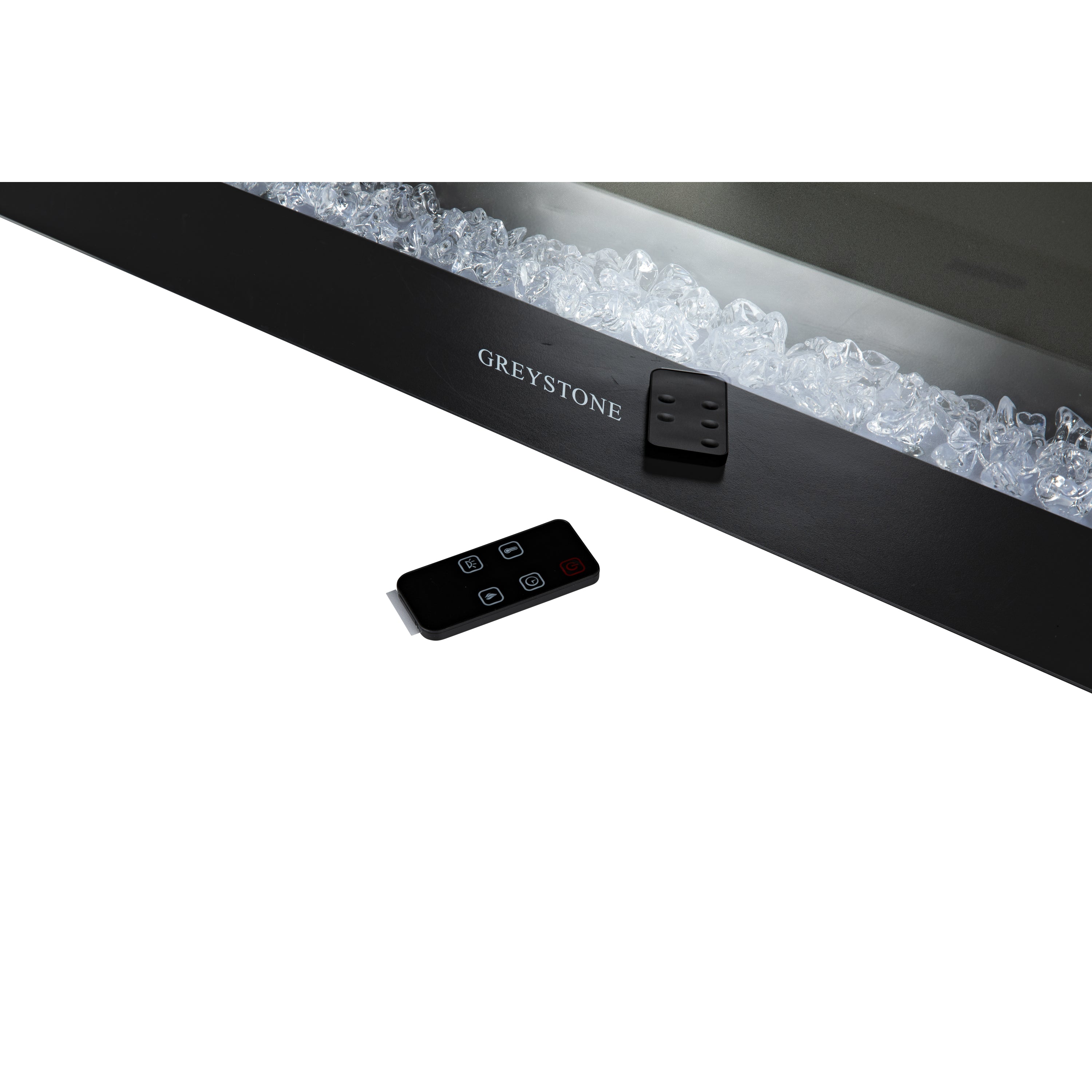 Greystone Black Fireplace with Crystal Log Set