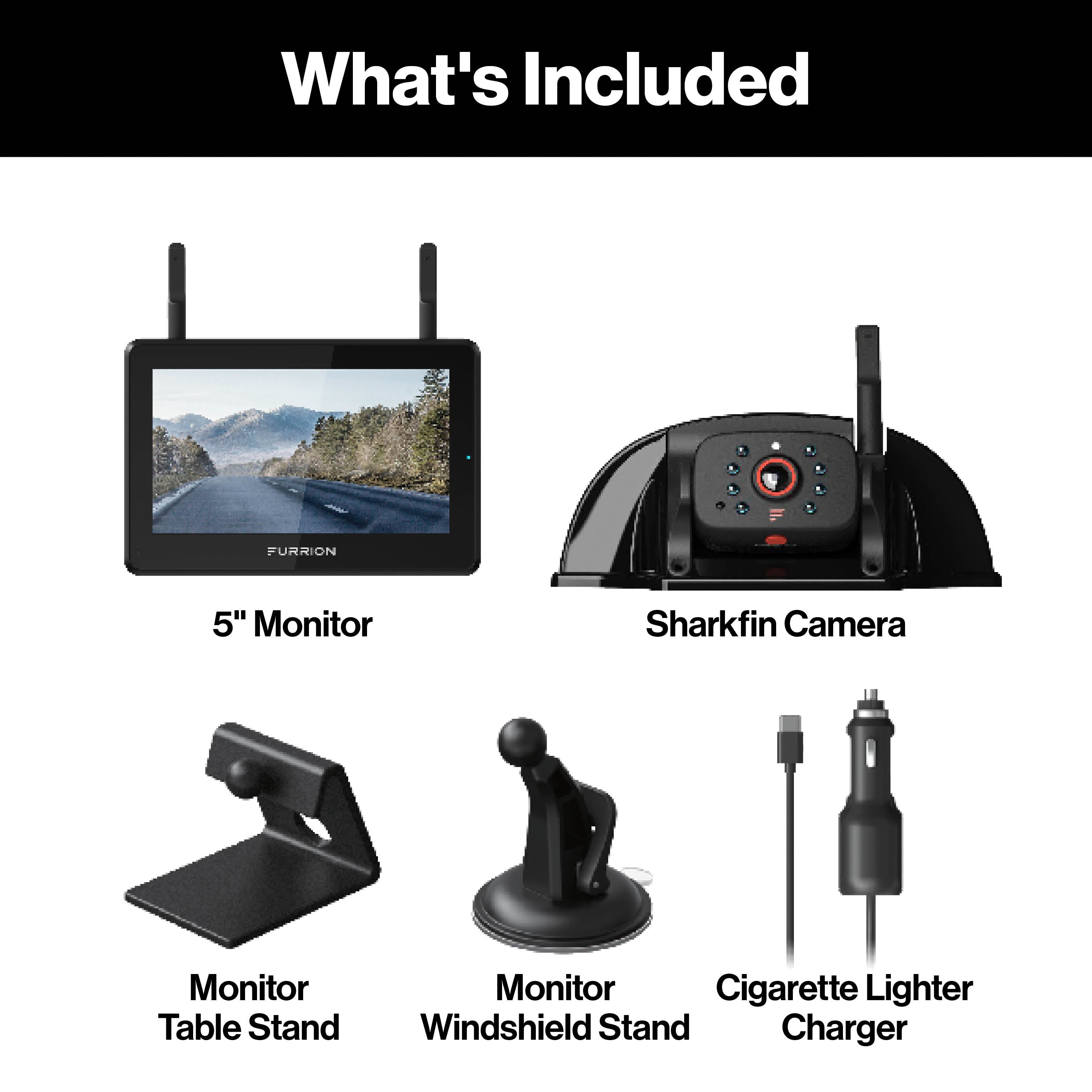 Furrion Vision S®+ RV Backup Camera System - 5" Monitor, Rear Sharkfin Camera #FOS5HTASF