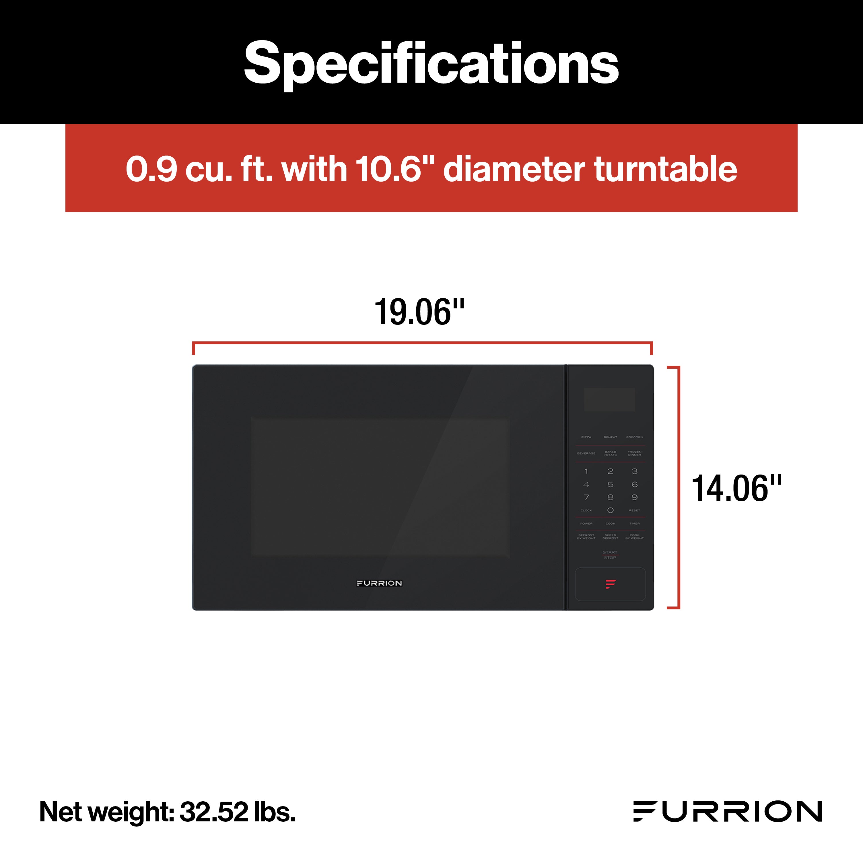 Furrion RV Microwave - 0.9 cu. ft, Black #FMSN09-BL