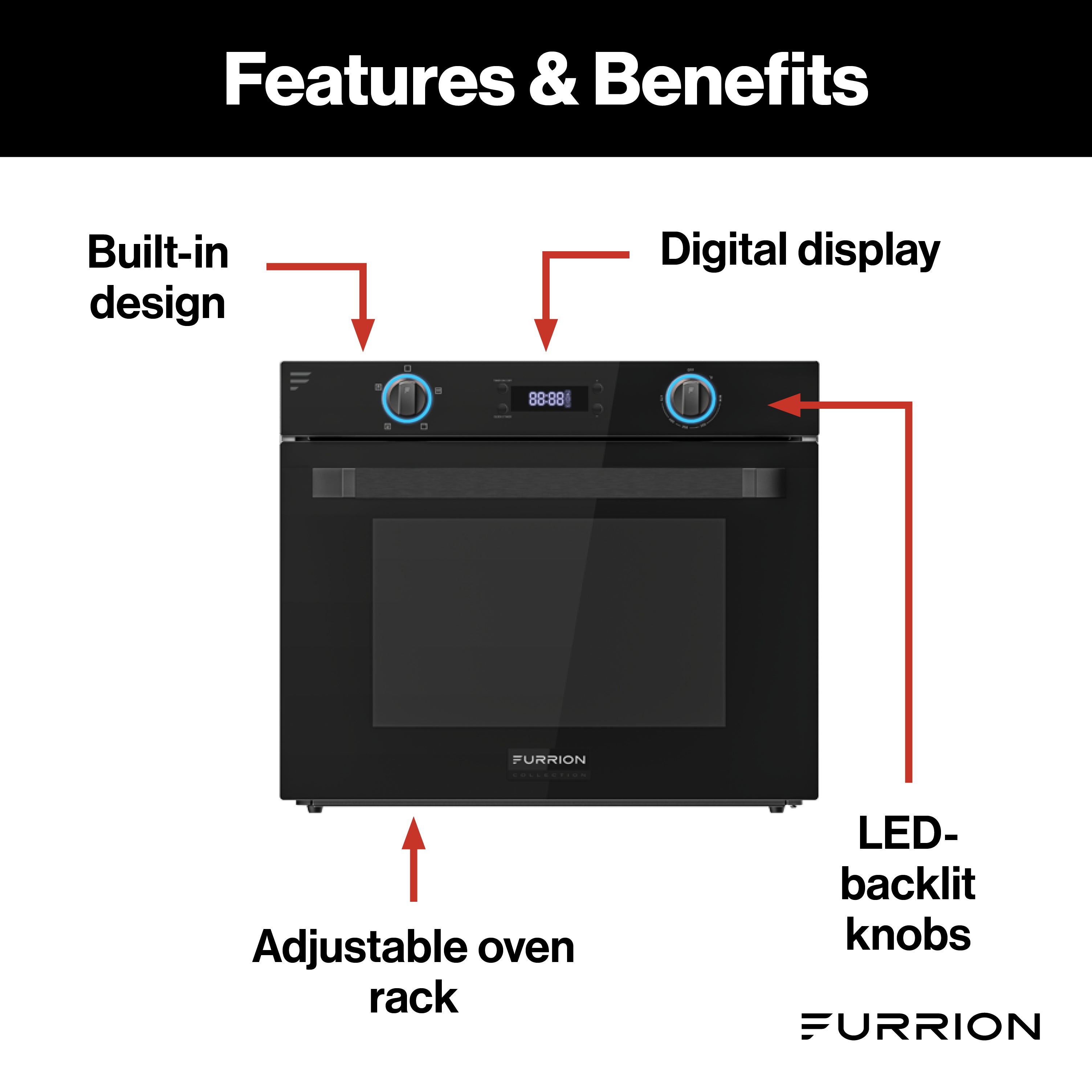 Furrion Chef Collection® Built-in Gas RV Oven - 21" Black #FG21MA1EA-BG