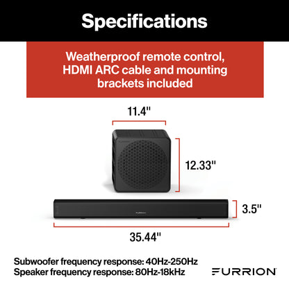 Furrion Aurora® 2.1 Outdoor Soundbar Speaker with Wireless Subwoofer #FSBNN30MX