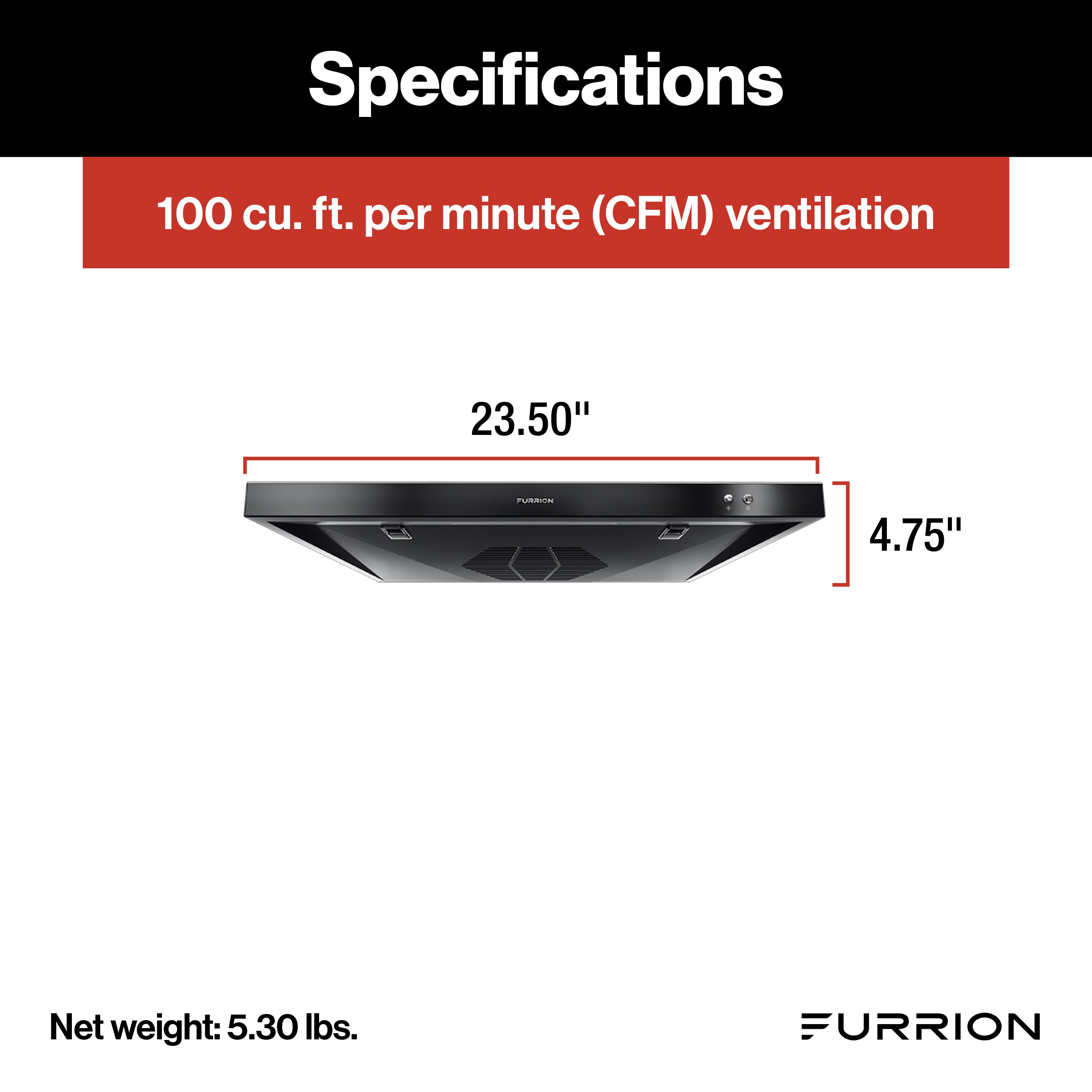 Furrion 12V Ducted RV Range Hood with Charcoal Filter - 24"