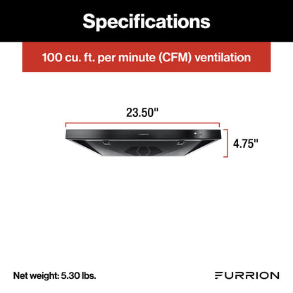 Furrion 12V Ducted RV Range Hood with Charcoal Filter - 24"