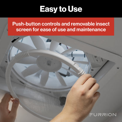 Furrion RV Roof Vent Fan with Lid Install Kit - 14" White #FVF14D90R6A-PS-AM