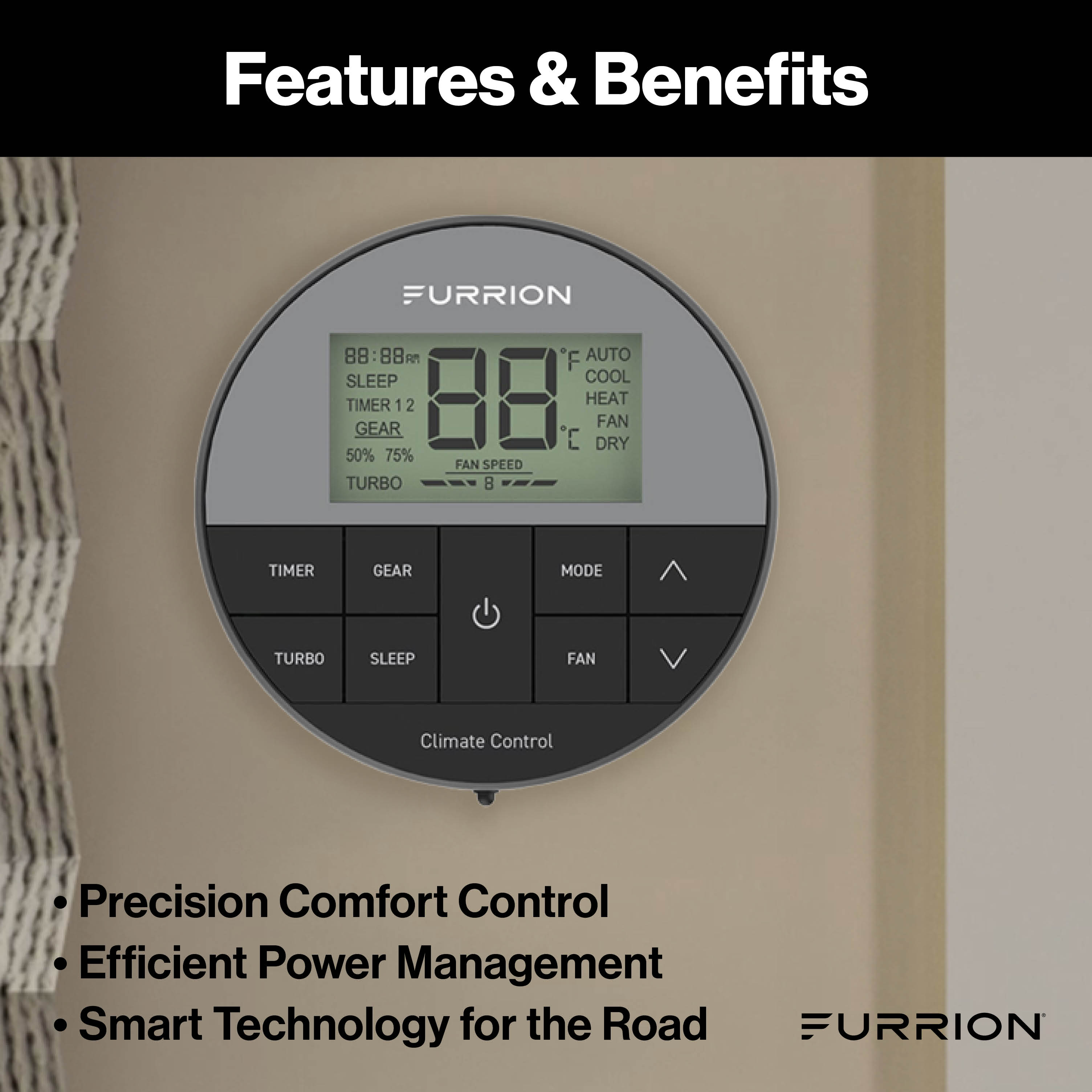 Furrion Chill® Cube Ducted RV Rooftop Air Conditioner Single-Zone Wall Thermostat #FACW13VSDA-BL-AM / FACC13VSD-AM