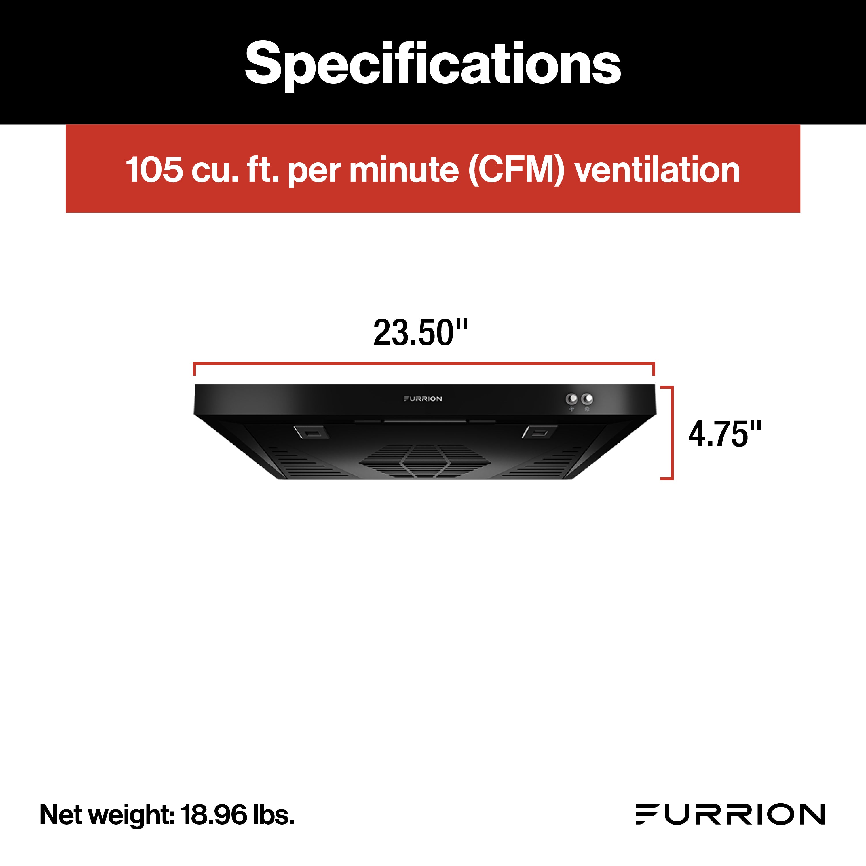 Furrion 12V Ductless RV Range Hood with Charcoal Filter