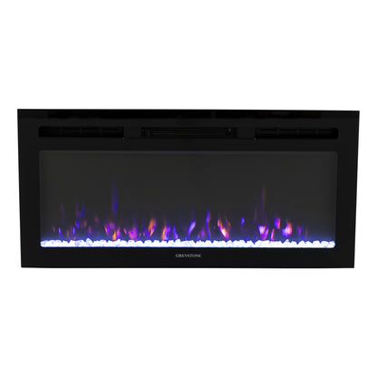 Greystone Black Fireplace with Crystal Log Set
