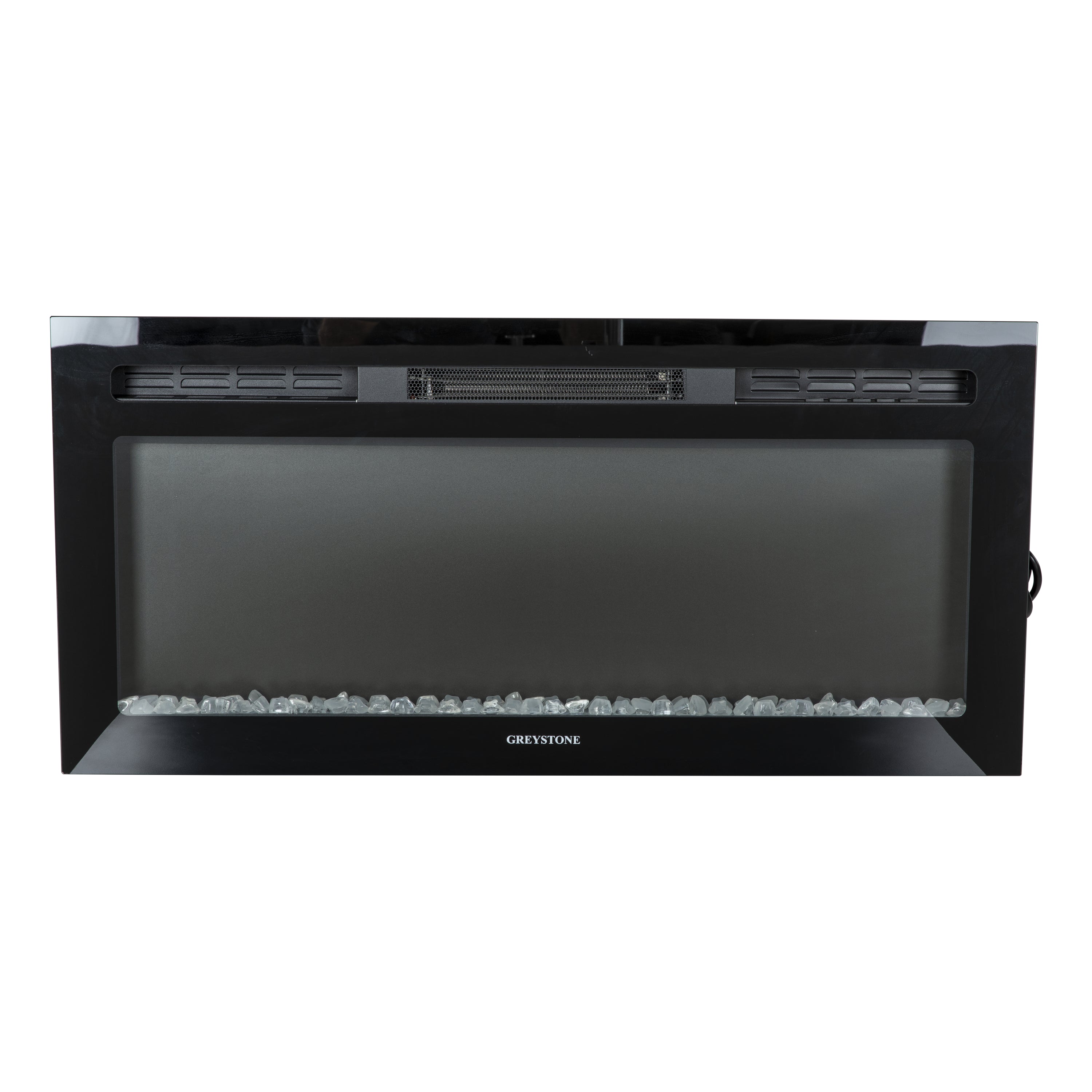 Greystone Black Fireplace with Crystal Log Set