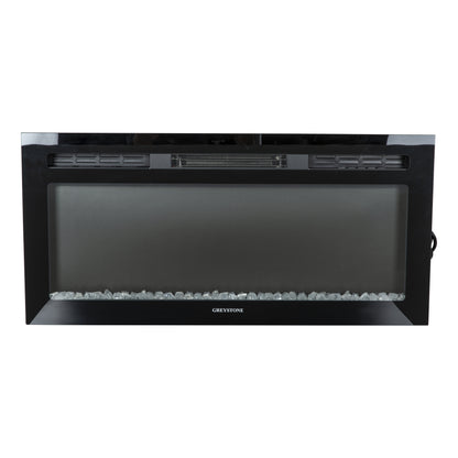 Greystone Black Fireplace with Crystal Log Set