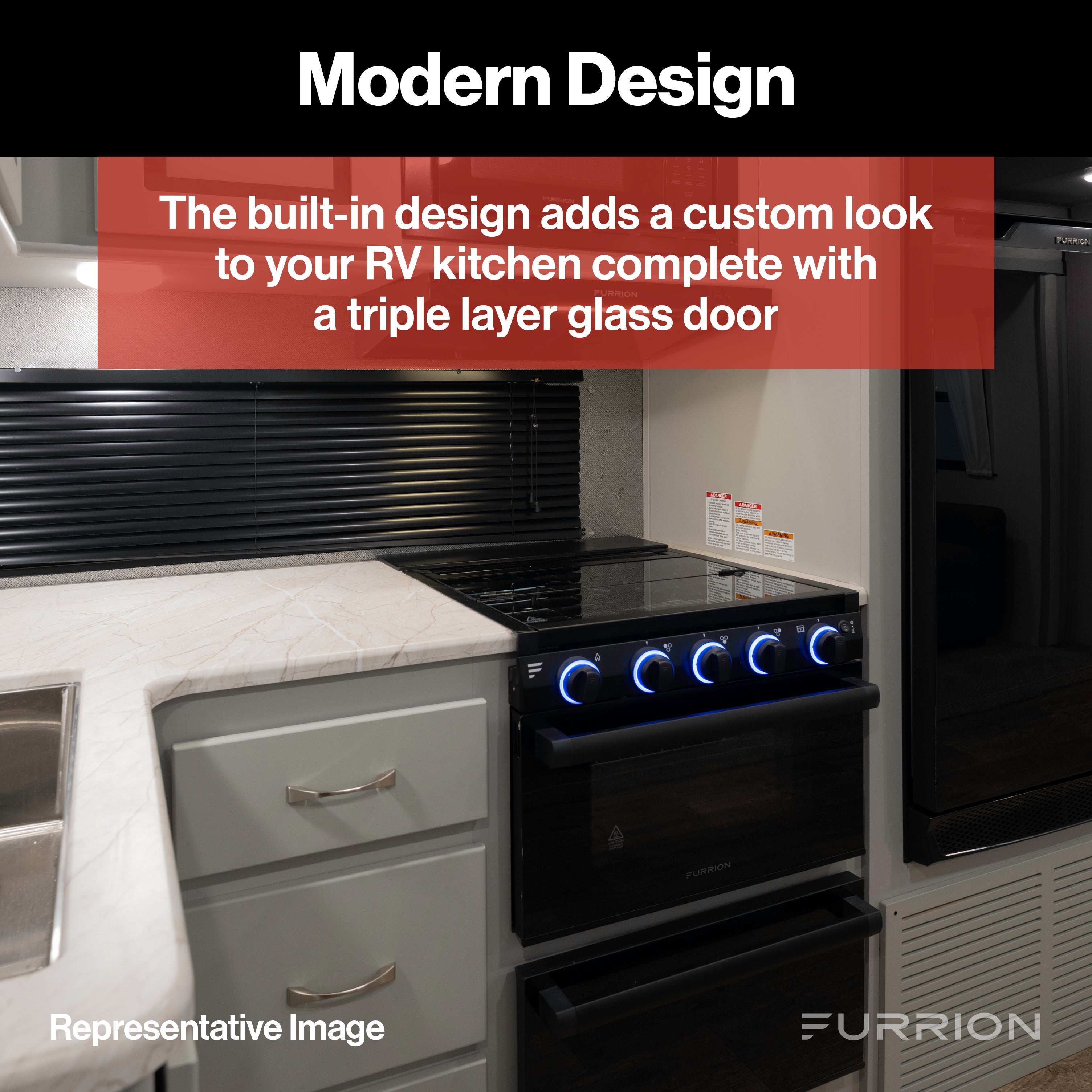 Furrion Chef Collection® Built-in Gas RV Oven - 21" Black #FG21MA1EA-BG
