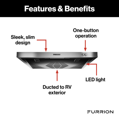 Furrion 12V Ductless RV Range Hood with Charcoal Filter