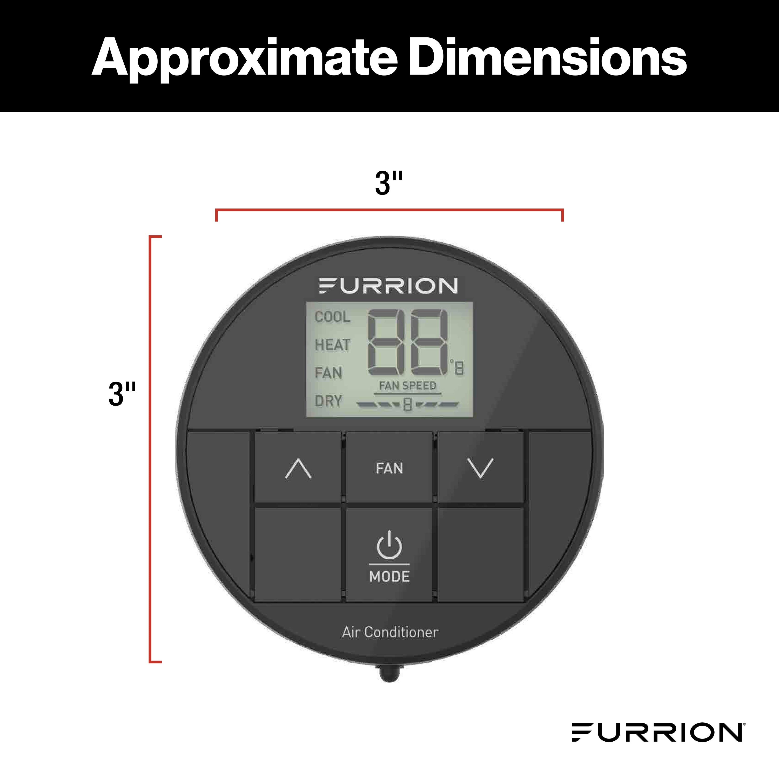Furrion Chill® Standard Single-Zone Backlit LED RV Wall Thermostat - 2 Fan Speeds, Black (R410A Refrigerant Compatible) #FACW10ESSA-BL