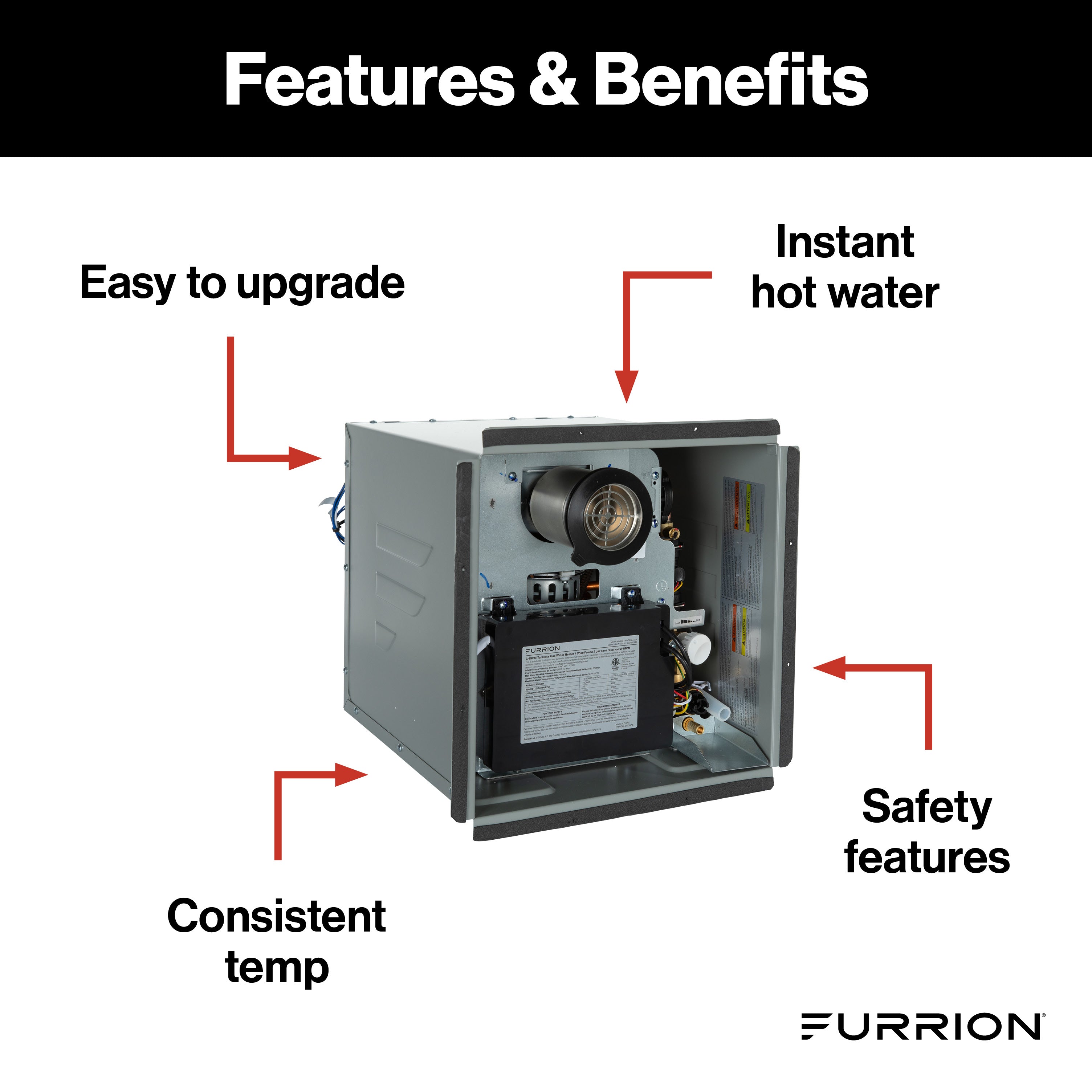 Furrion Tankless Gas Water Heater with Antifreeze Protection - 2.4GPM, White #FWH09AFA-AM