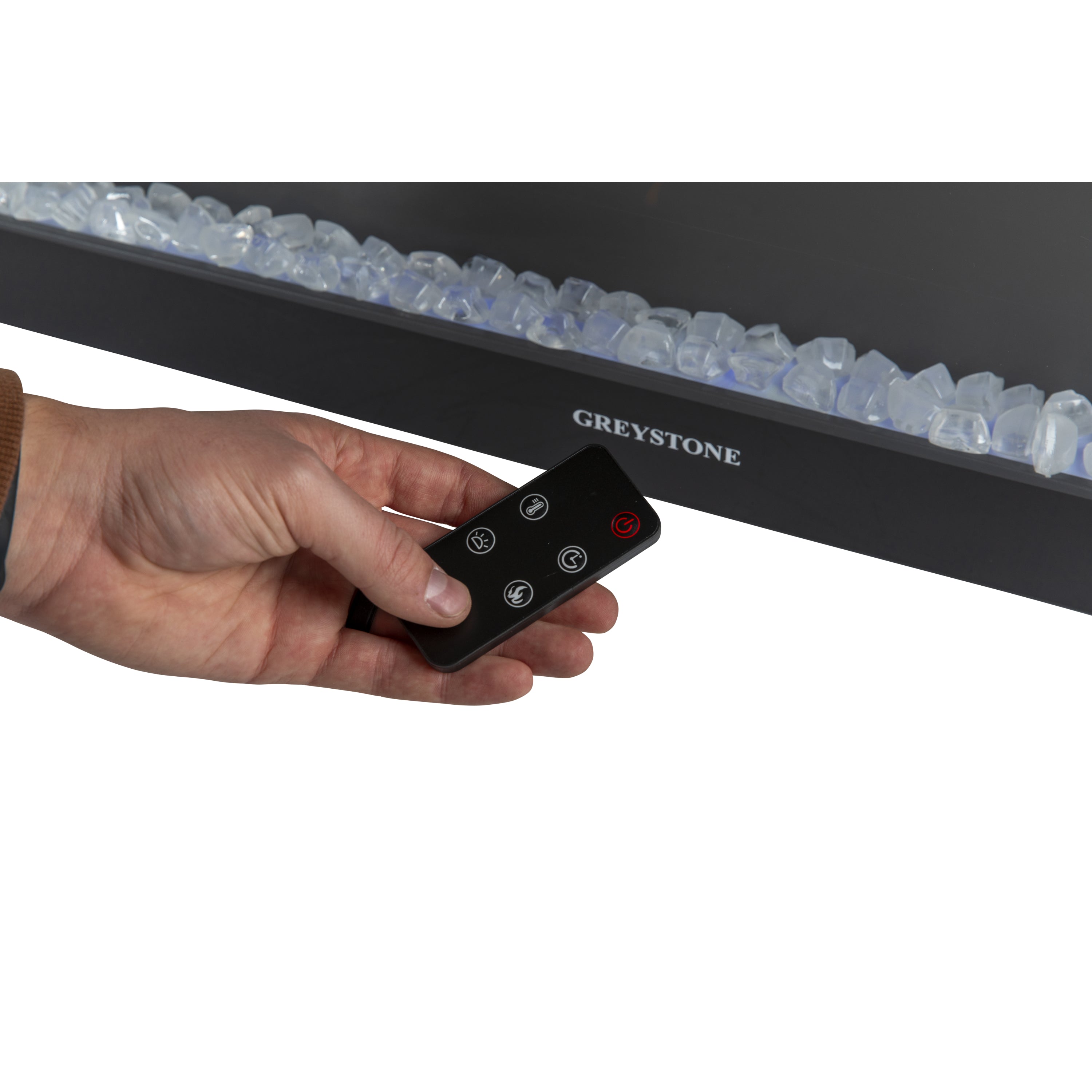 Greystone Black Fireplace with Crystal Log Set