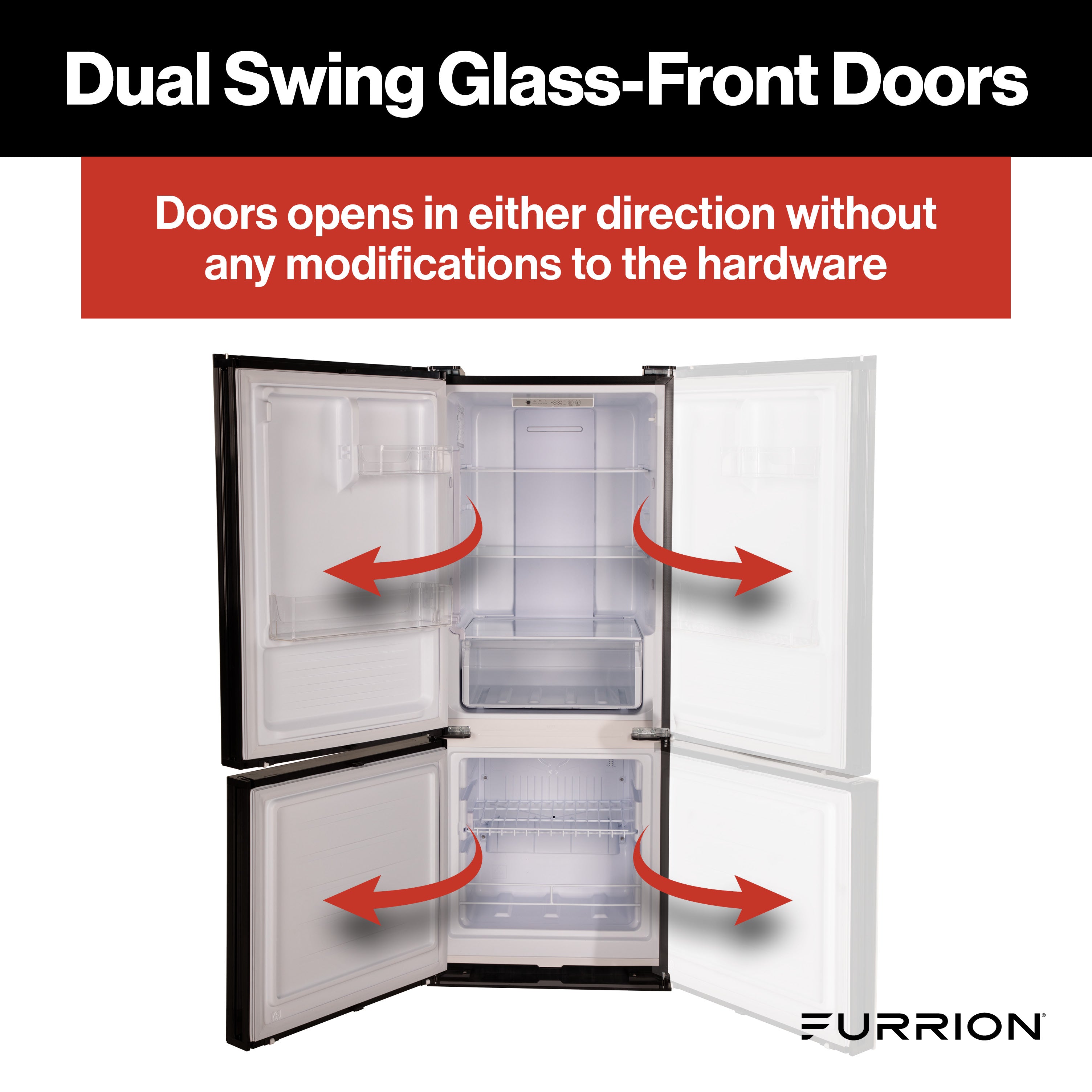 Furrion RV Refrigerator - 12V, 10.7 cu. ft., Dual Swing Doors, Bottom Door Freezer